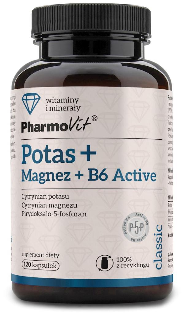Kalium + Magnez + Vit. B6 aktive pa gluten 120 cps