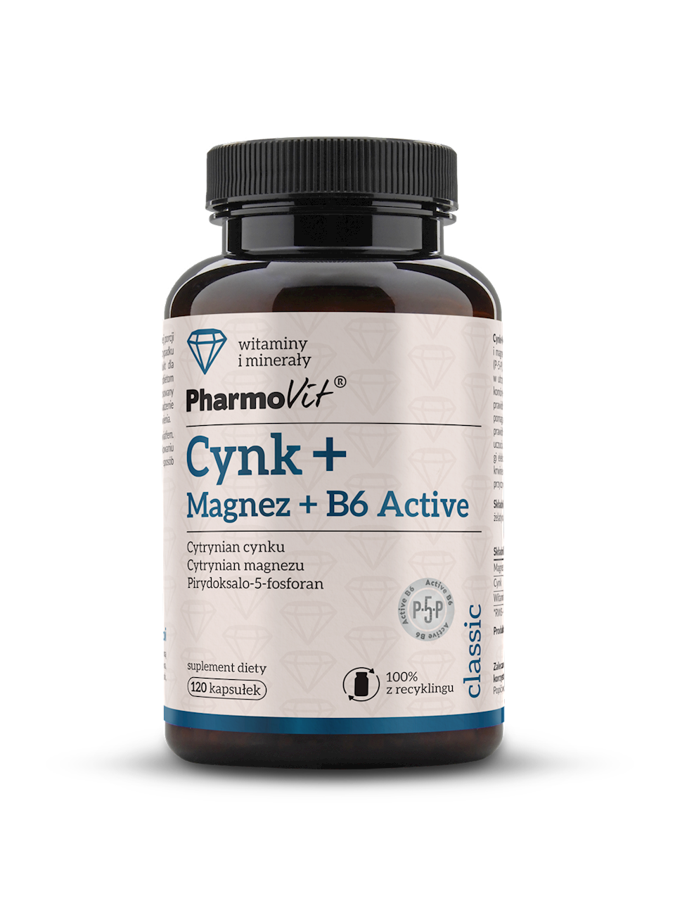 Zink + Magnez + Vit. B6 aktive pa gluten 120 cps